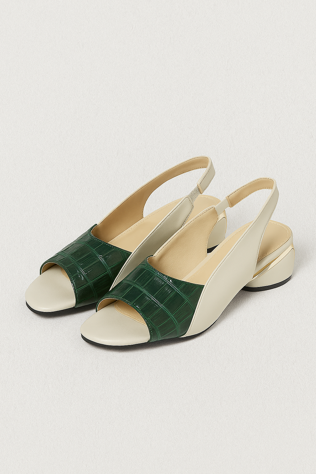 Clara | Elegante Slingback Sandals mit Kroko-Optik und Blockabsatz