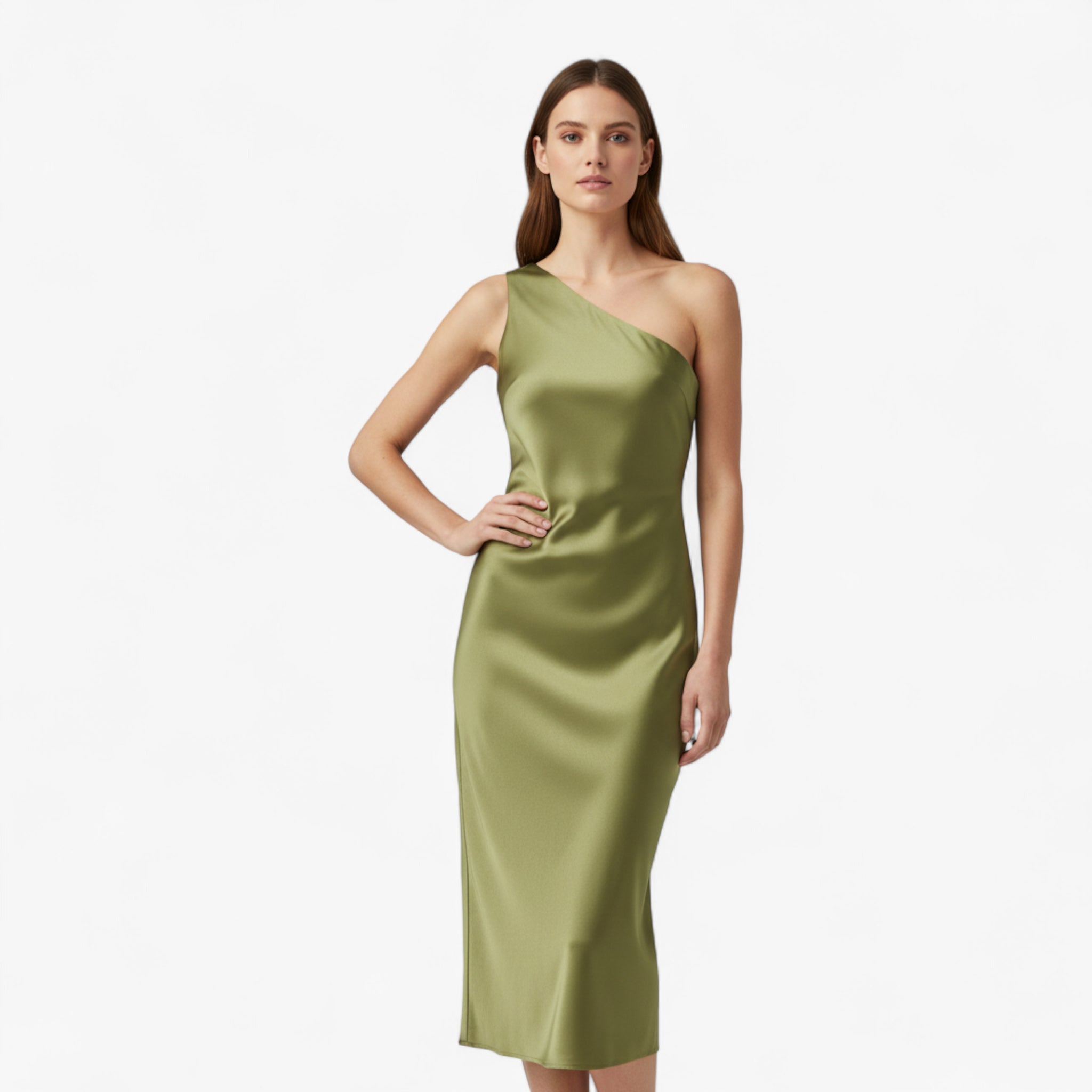 Luna | Asymmetrisches Midi-Kleid für Damen mit einem Schulterträger