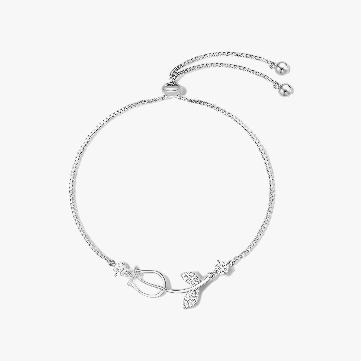 Strahlende Tulpe | Opal-Charm-Armband - Florale Brillanz - Silber - Strahlende Tulpe | Opal-Charm-Armband - Florale Brillanz - €25 - Concept Frankfurt