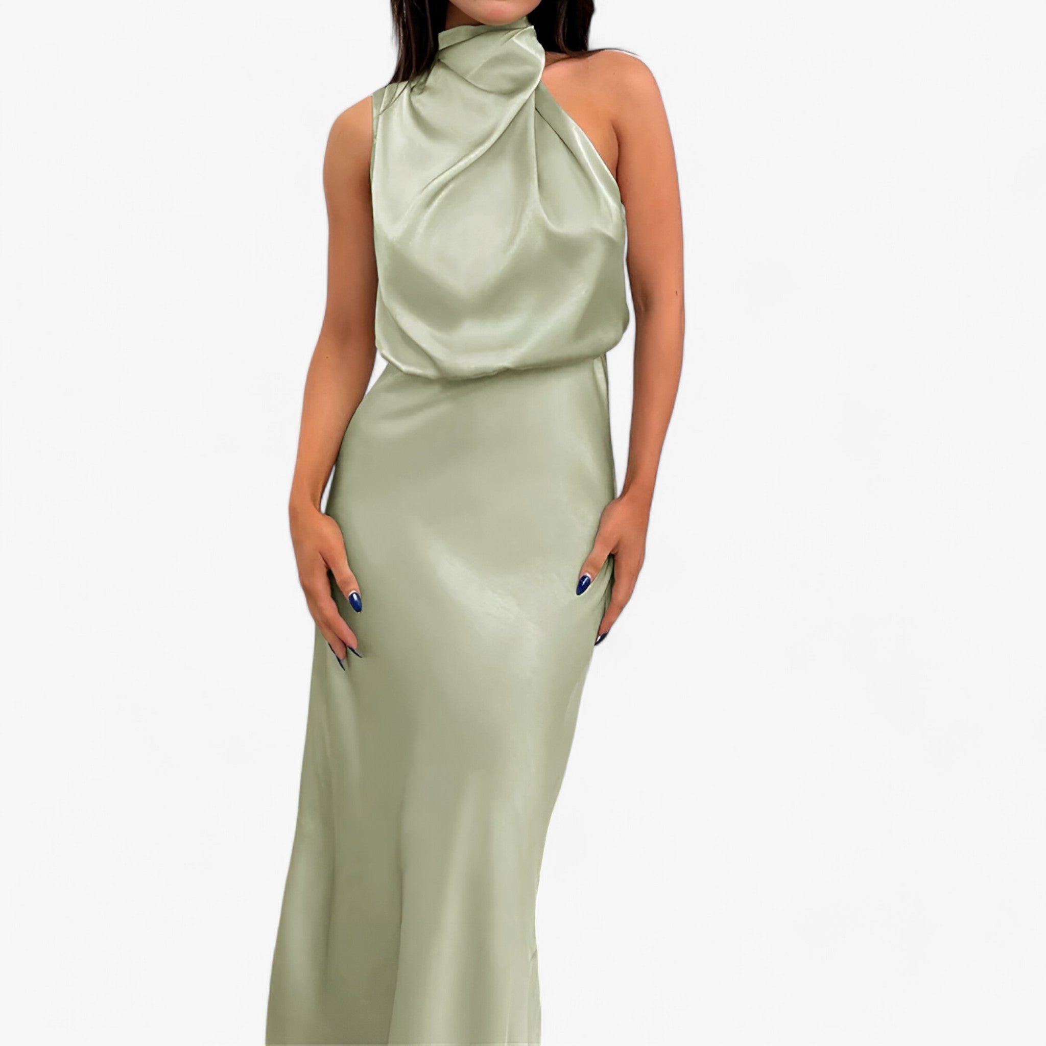 Satin-Langes Kleid - Luxus und Flattering - Hellgrün - Satin-Langes Kleid - Luxus und Flattering - €25 - Concept Frankfurt