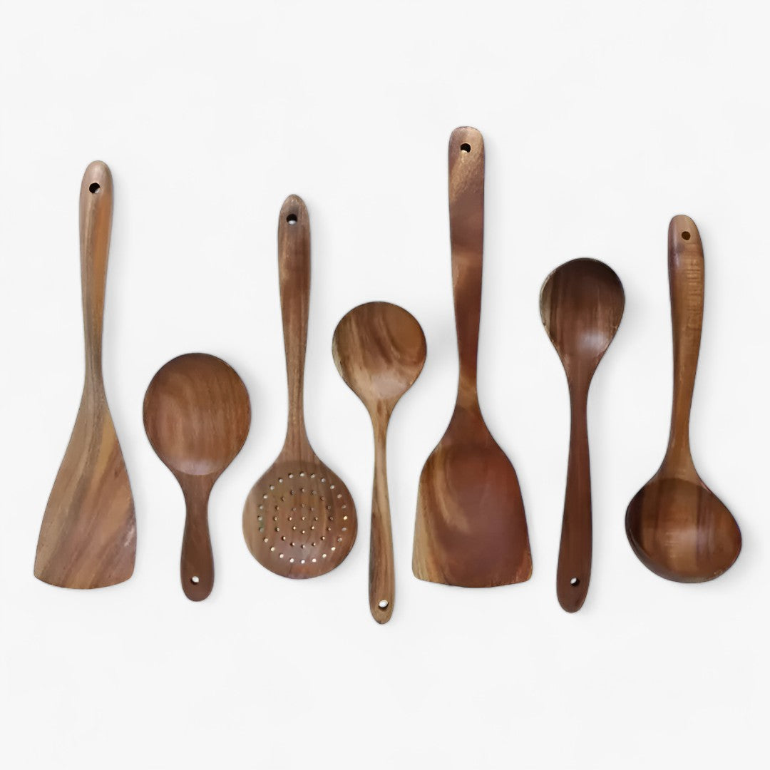 TeakCraft | 7-teiliges Besteckset - Verbessern Sie Ihr Kocherlebnis - - TeakCraft | 7-teiliges Besteckset - Verbessern Sie Ihr Kocherlebnis- €25 - Concept Frankfurt