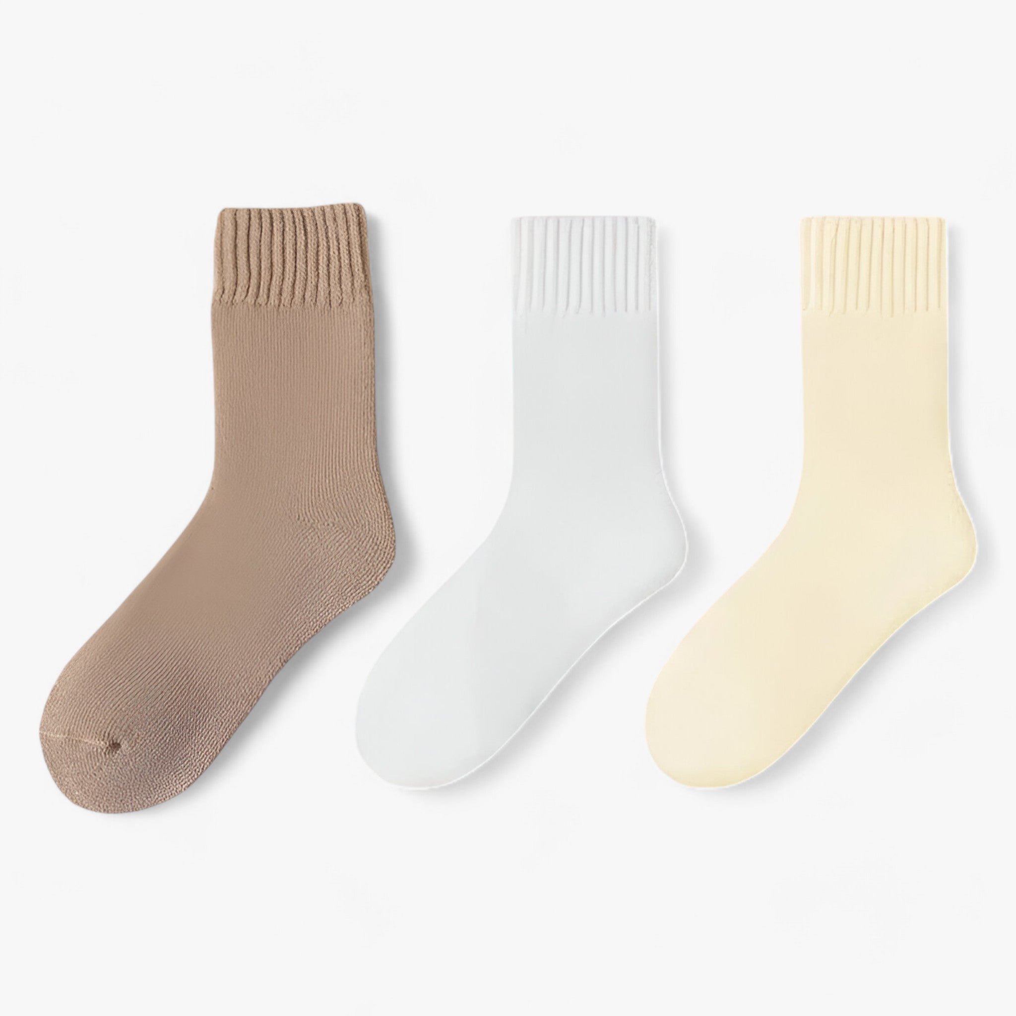 Wollsocken-Set - Warm und gemütlich bequem - kaffee-weiß-gelb Größen 34-40 - Wollsocken-Set - Warm und gemütlich bequem - €25 - Concept Frankfurt