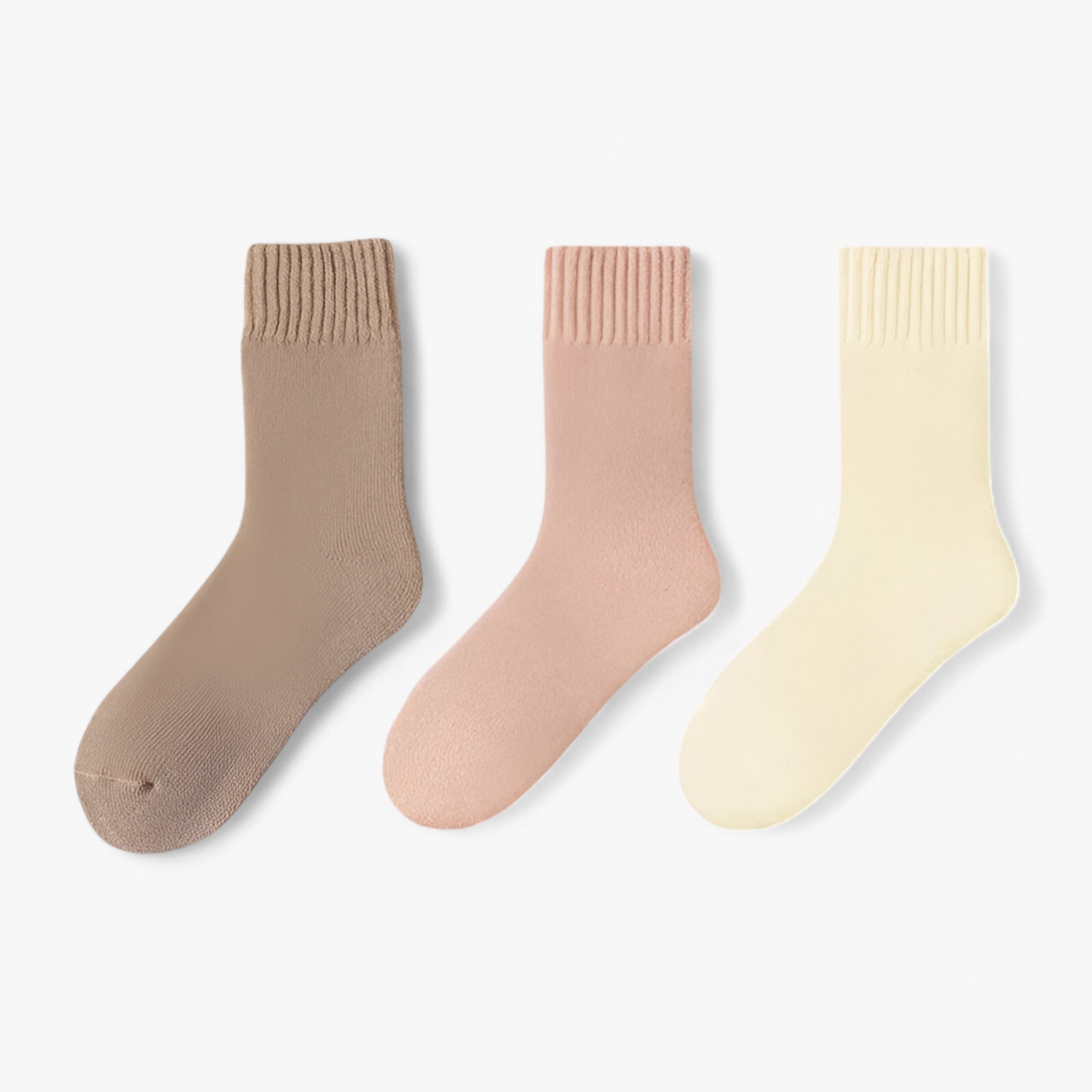 Wollsocken-Set - Warm und gemütlich bequem - kaffee-rosa-gelb Größen 34-40 - Wollsocken-Set - Warm und gemütlich bequem - €25 - Concept Frankfurt