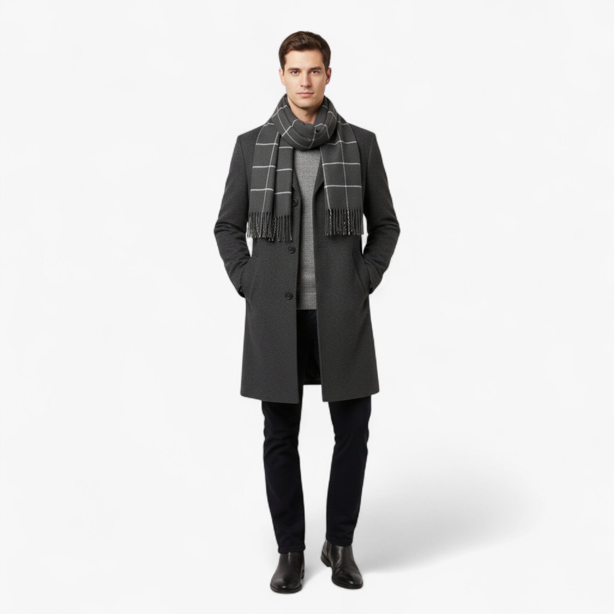 Felix | Winterlicher Herrenstrickschal im Karo-Design