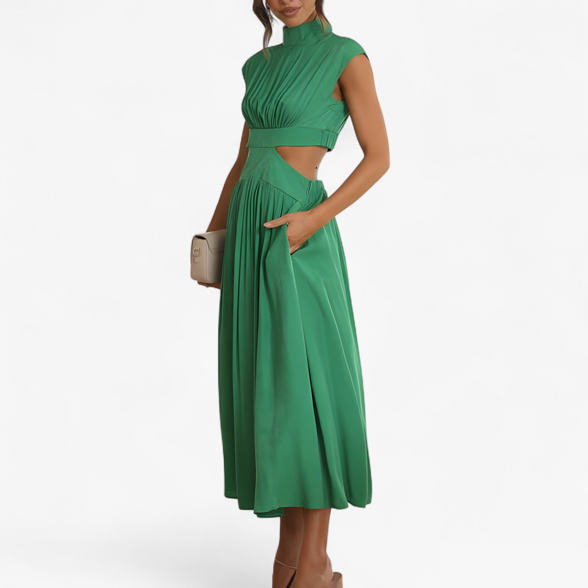 Elena | Elegantes Kleid mit hohem Ausschnitt