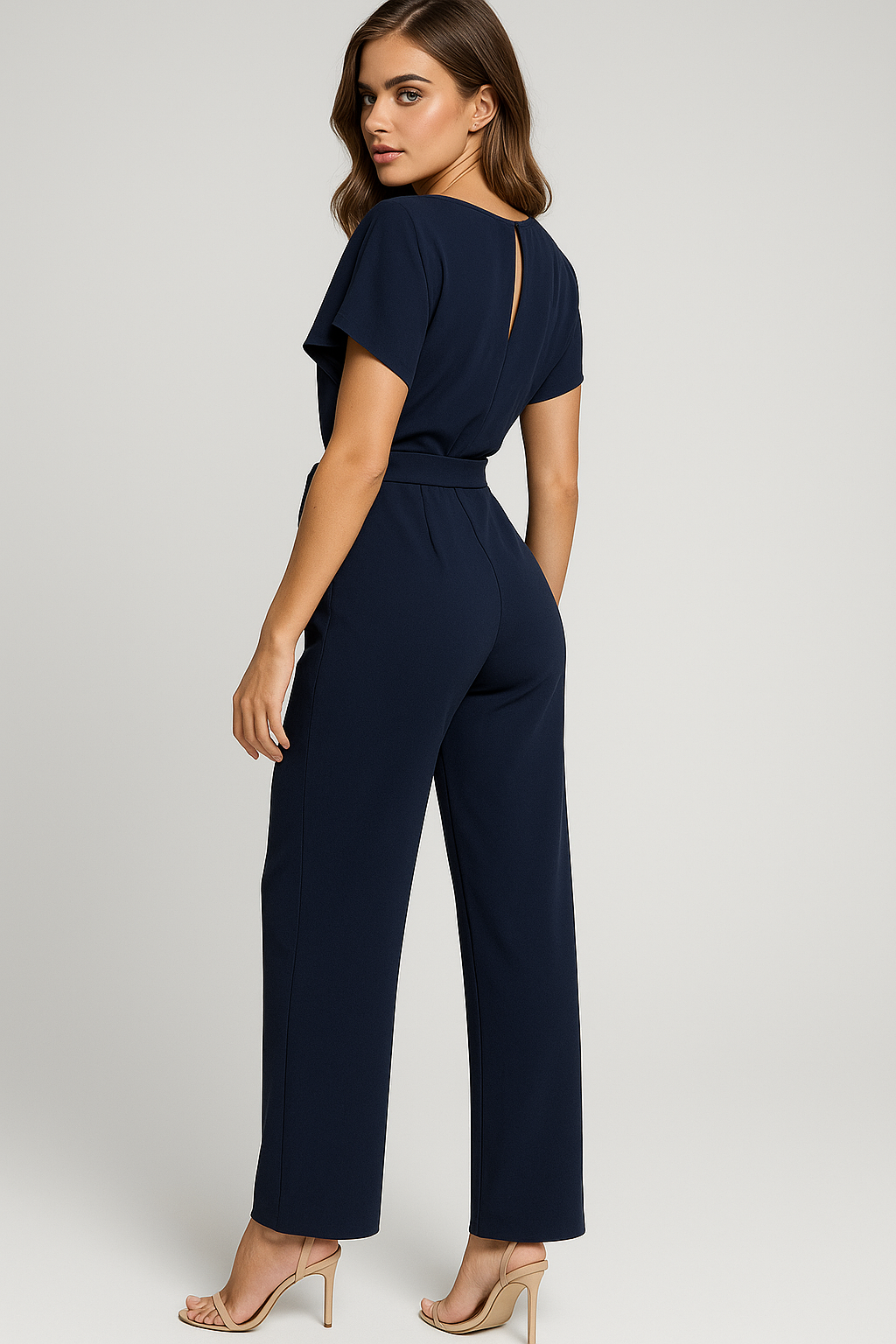 Wolff | Eleganter Damen-Jumpsuit mit Taillengürtel und fließenden Ärmeln