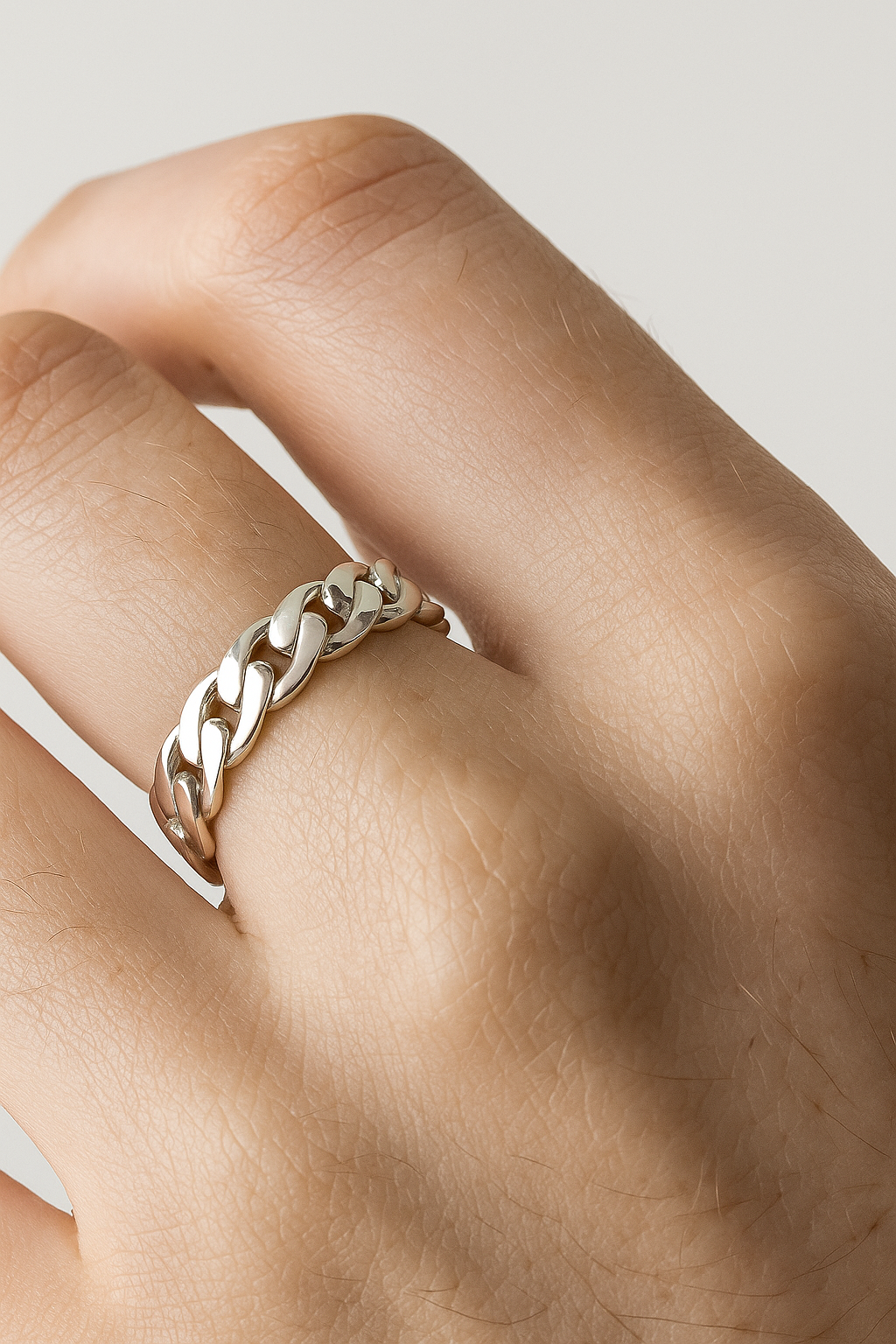 Chain Link Ring | Silberner Kettenring für Damen & Herren