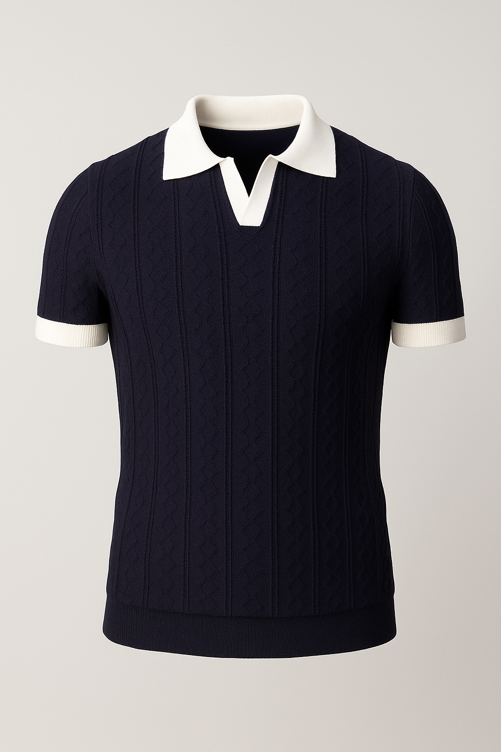 Felix | Retro-Strick-Poloshirt mit Kontrastkragen