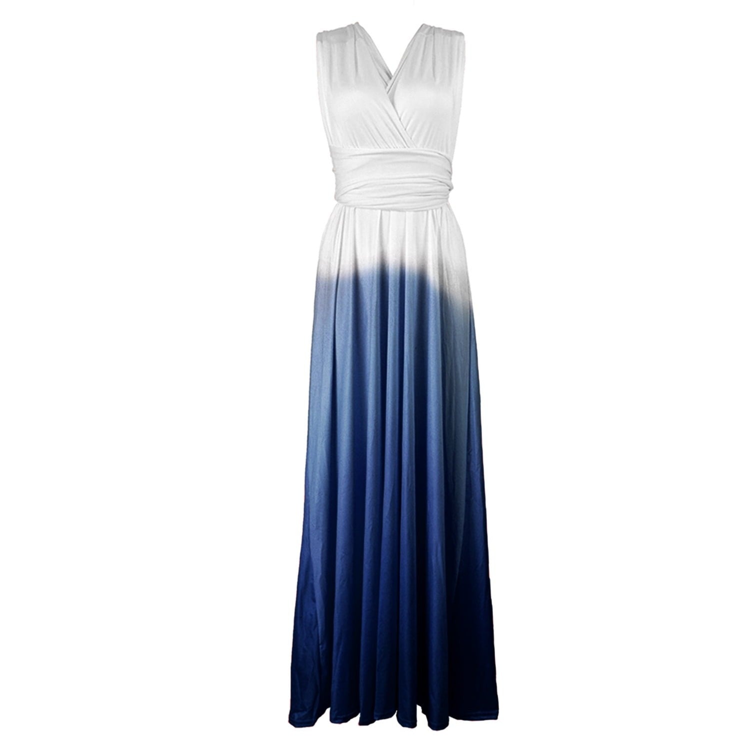 Marina | Damen Ombré-Maxikleid mit V-Ausschnitt