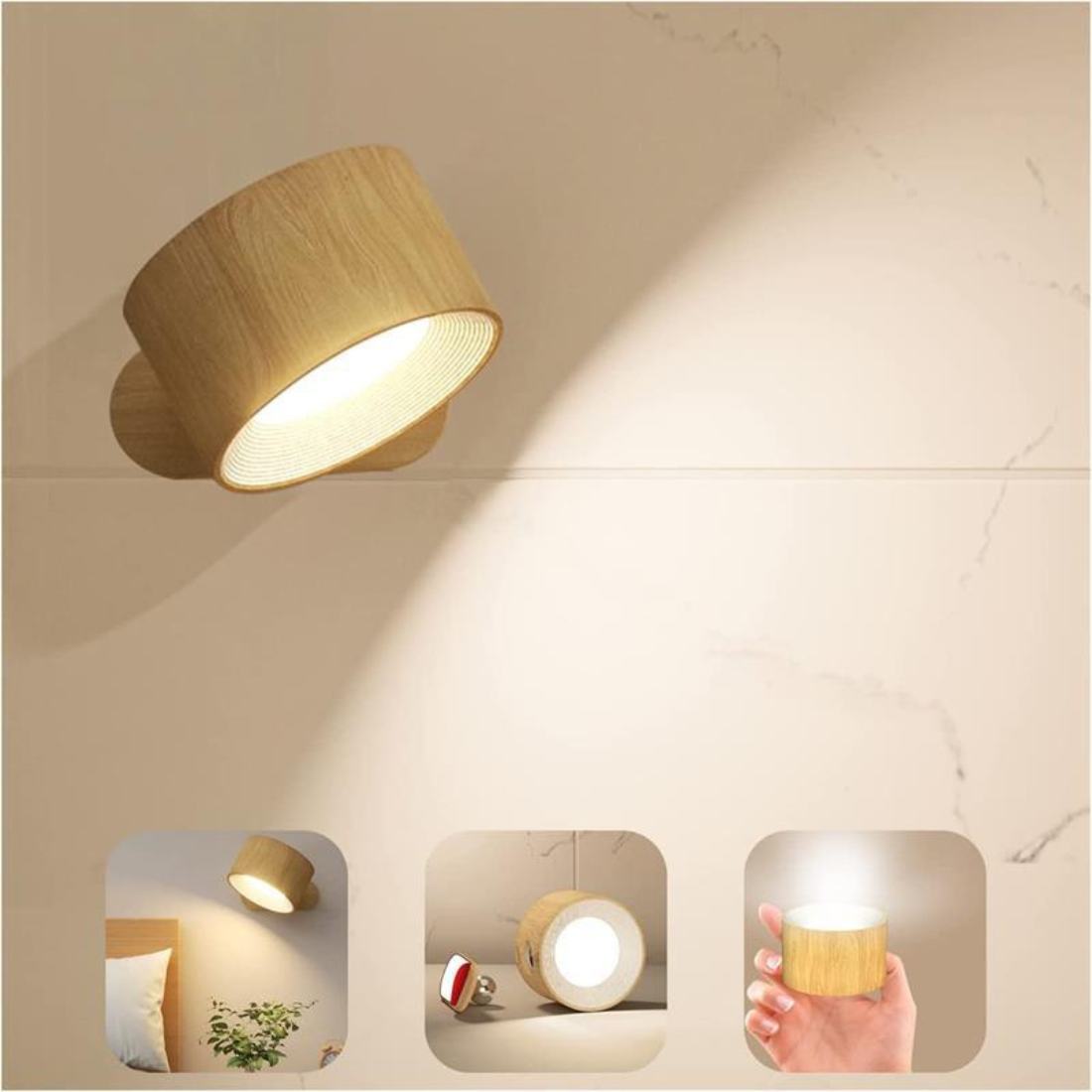 Flexilight™ | 360° kabellose, wiederaufladbare Wandlampe - Holz - Flexilight™ | 360° kabellose, wiederaufladbare Wandlampe - €25 - Concept Neurenberg