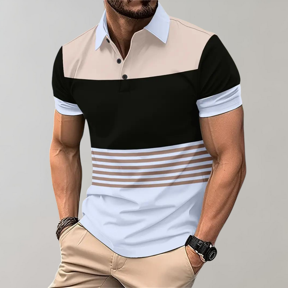 Poloshirt mit Farbblöcken - Moderner Stil und Komfort - Khaki - Lennard | Poloshirt mit Farbblöcken - Moderner Stil und Komfort- €25 - Concept Frankfurt