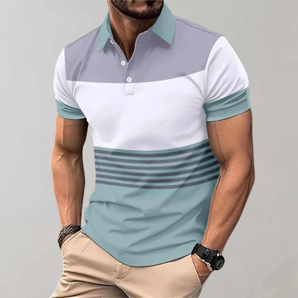 Poloshirt mit Farbblöcken - Moderner Stil und Komfort - Hellblau - Lennard | Poloshirt mit Farbblöcken - Moderner Stil und Komfort- €25 - Concept Frankfurt