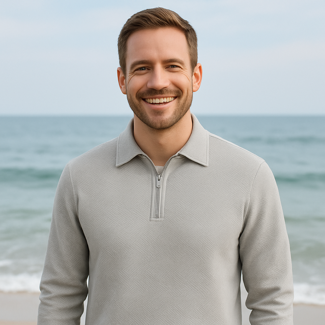 Victor | Texturiertes Herrenpullover mit Viertelreißverschluss - Moderne Passform