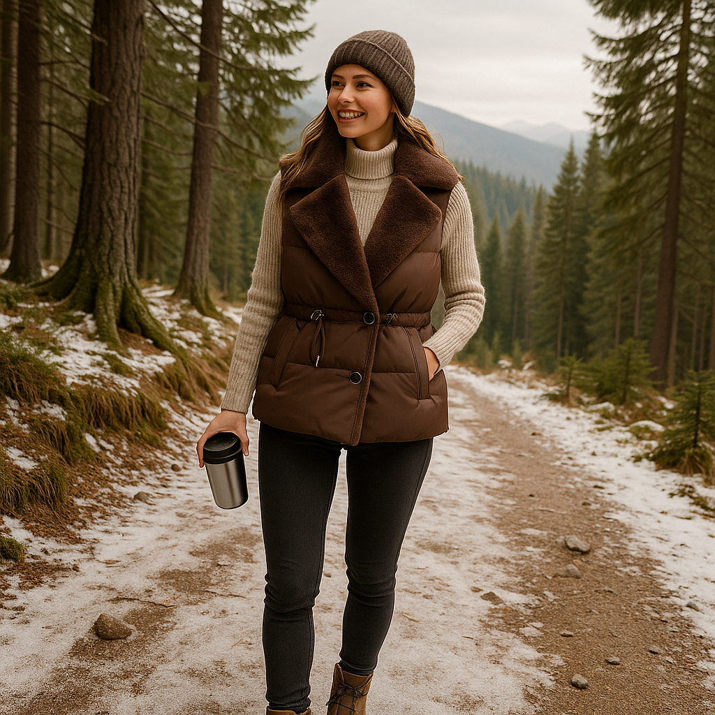 Alex | Gepolsterte Weste mit Fellkragen – Warm und verstellbar für kaltes Wetter