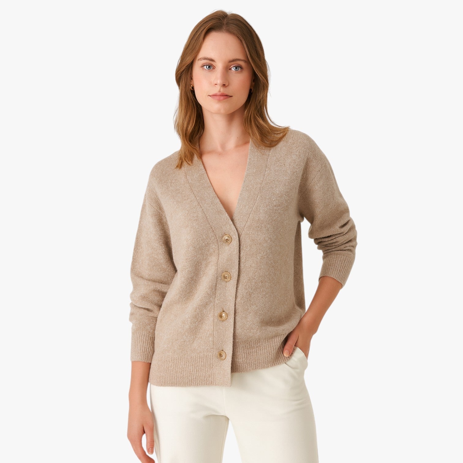 Zoe | Damen Oversized-Chic Cardigan, warm und weich, V-Ausschnitt