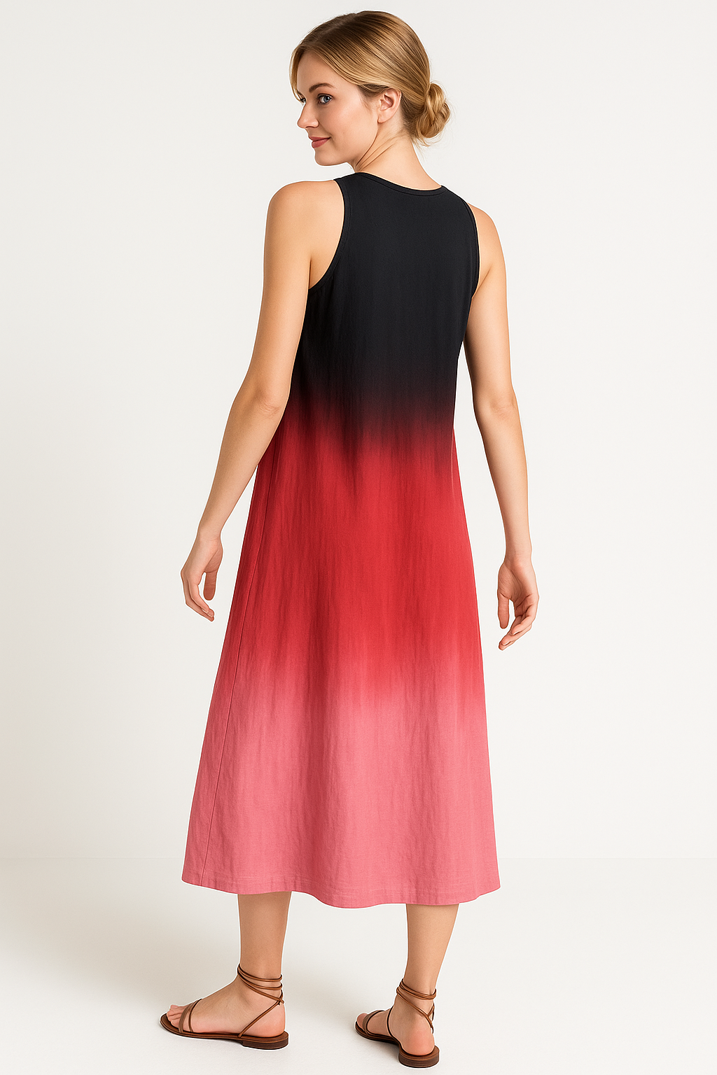 Damen Ärmelloses A-Linien Kleid Sommer 4