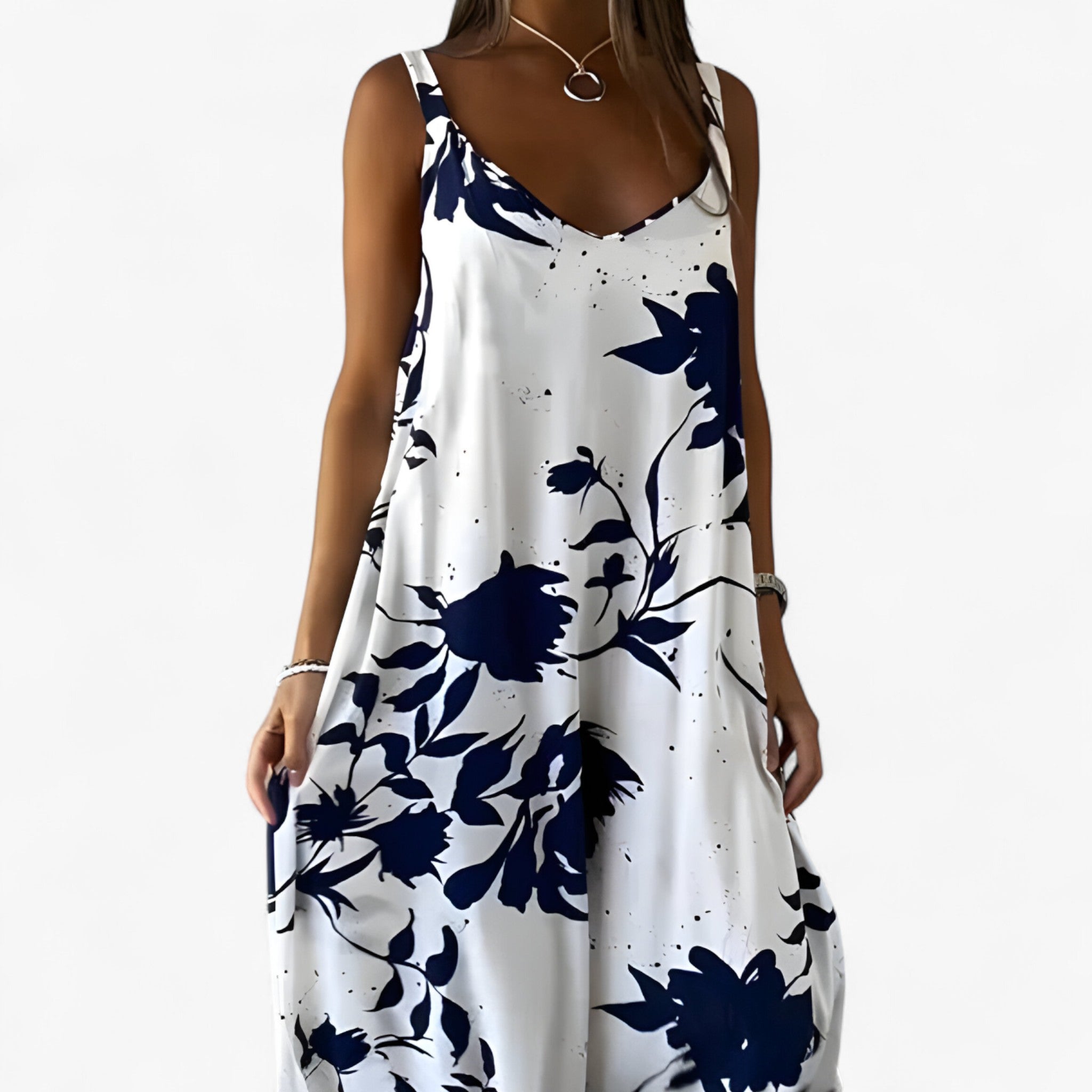 Damen Baumwoll Sommerkleid Ärmellos Floral 0