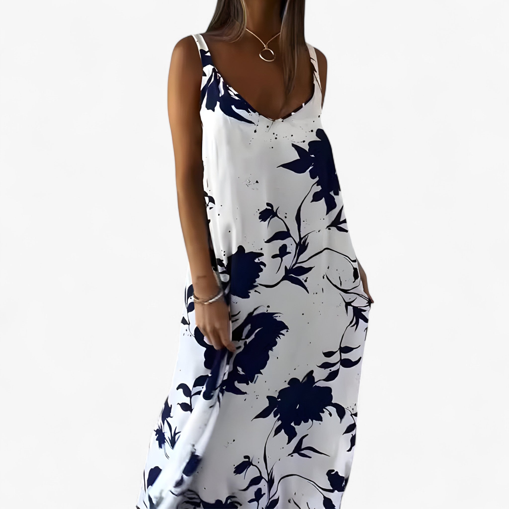 Damen Baumwoll Sommerkleid Ärmellos Floral 1