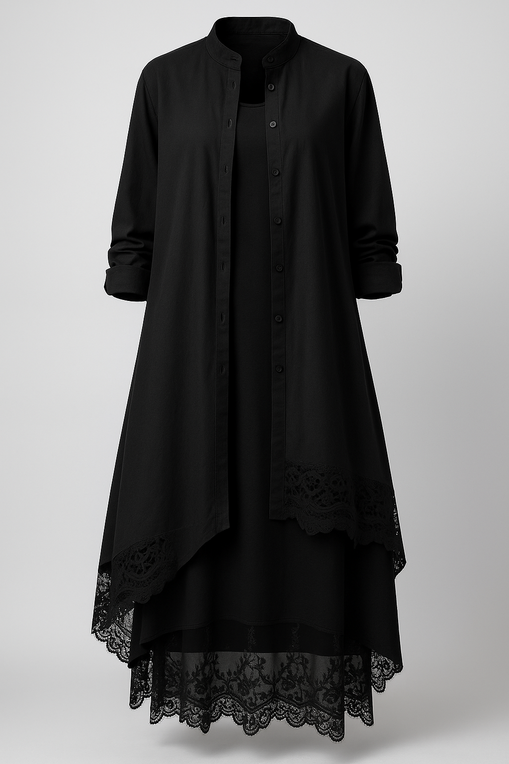 Damen Boho Sommerkleid mit Oversize Hemd 0