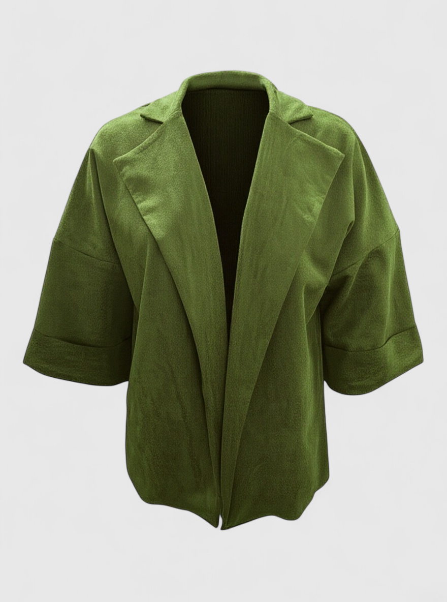 Damen Casual Cardigan aus Kunstsuede 2