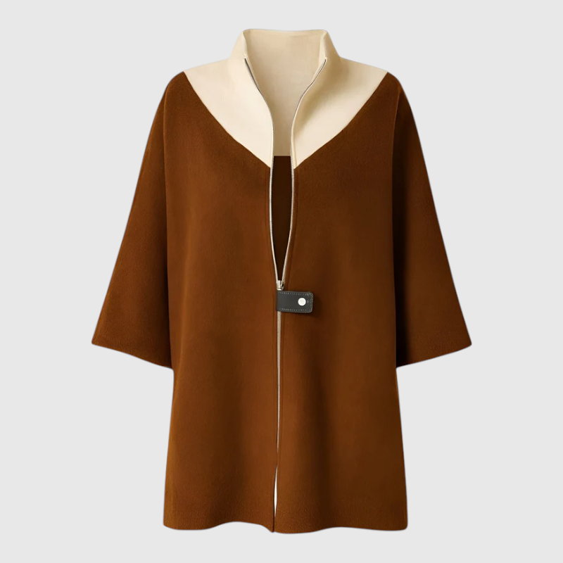 Elena | Damen Eleganter Langer Mantel mit Reißverschluss