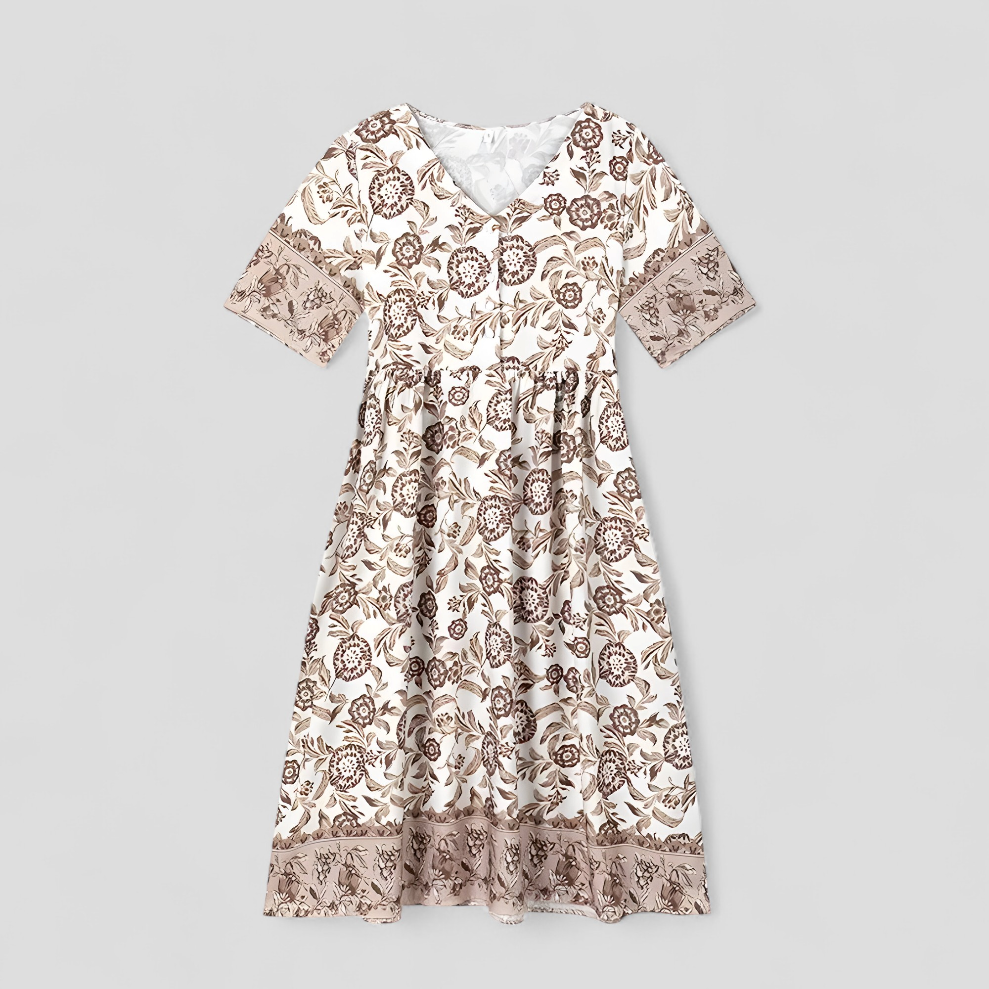 Damen Elegantes Blumenmuster Sommerkleid 2