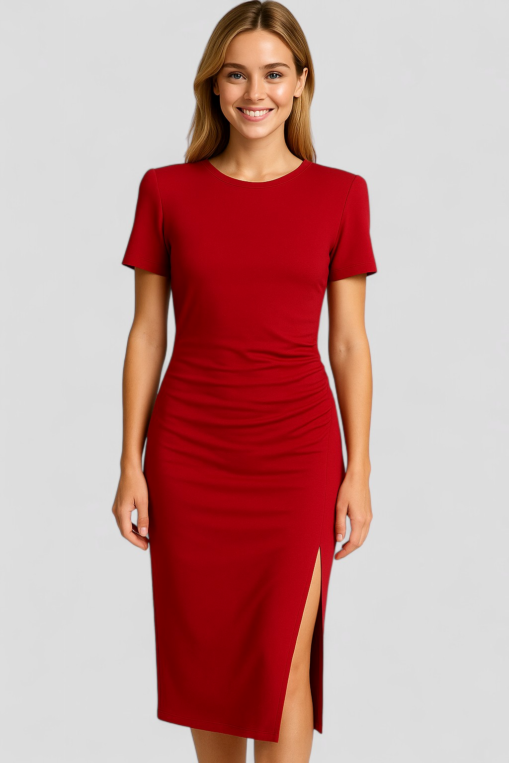 Damen Elegantes Midi Kleid mit Schlitz 5