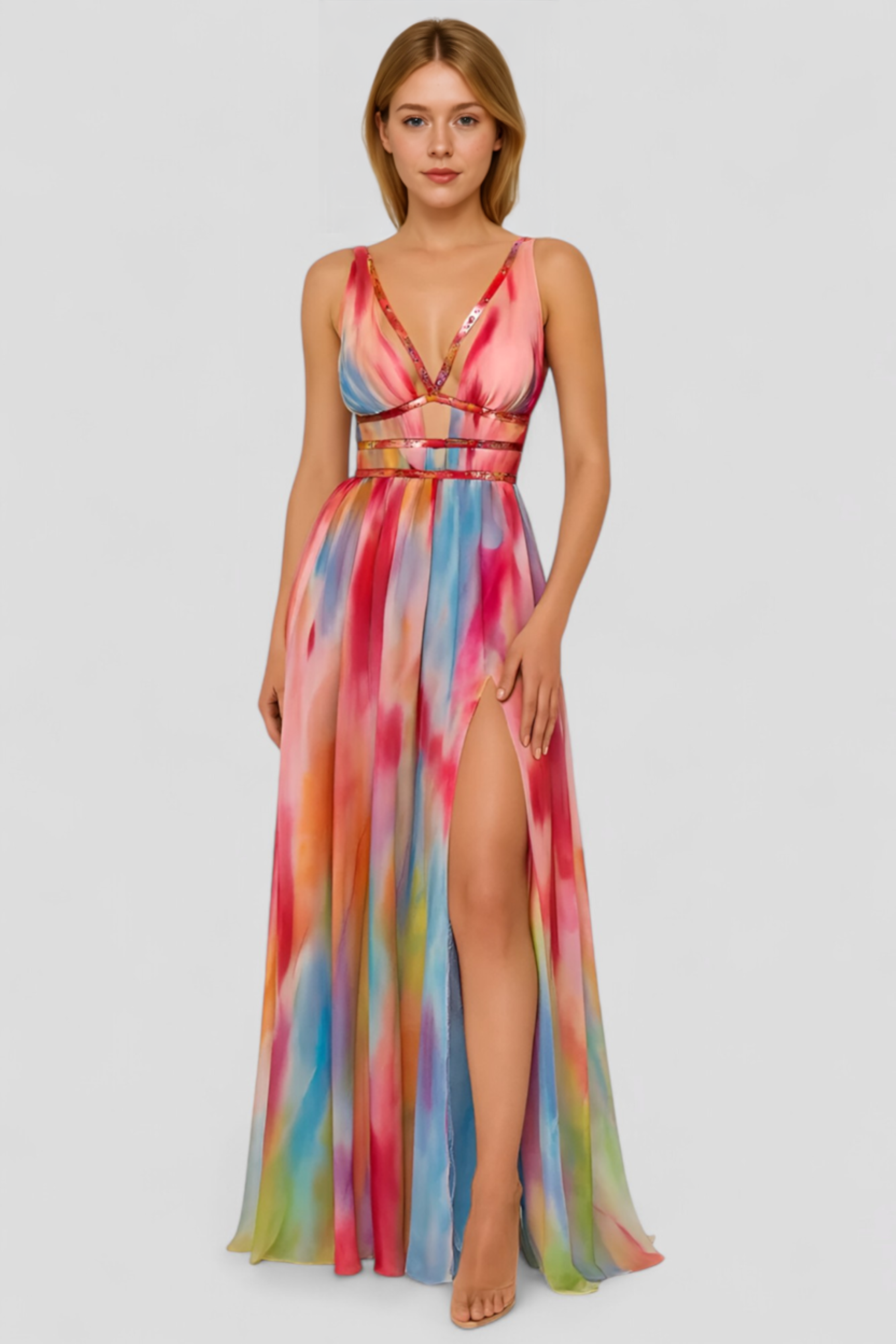 Damen Elegantes Sommerkleid Maxi Kleid 4