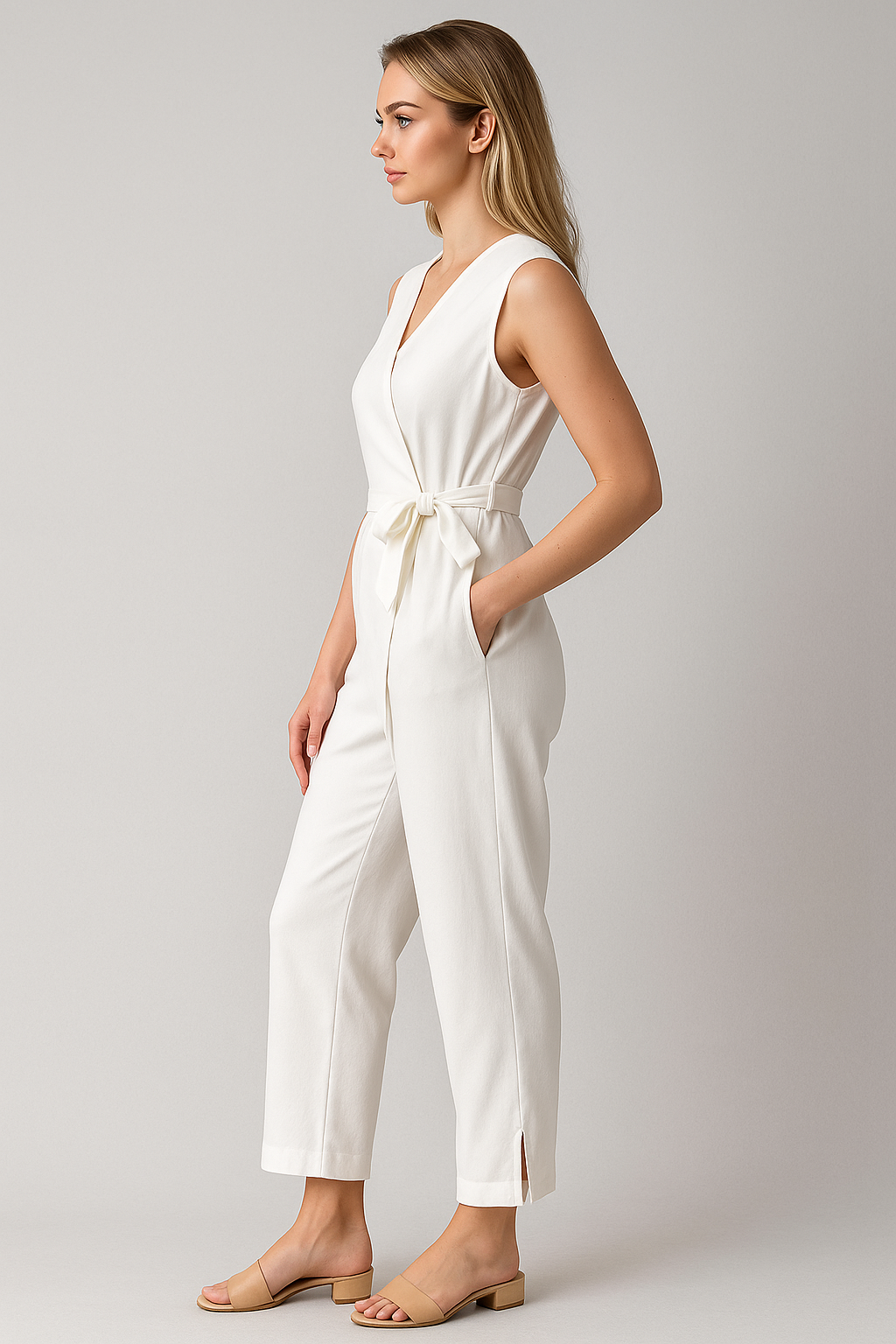 Damen Jumpsuit Elegant Schwarz Ohne Ärmel 1