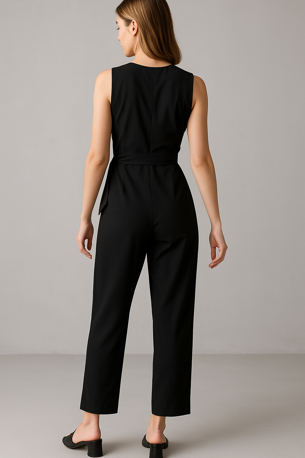 Damen Jumpsuit Elegant Schwarz Ohne Ärmel 2