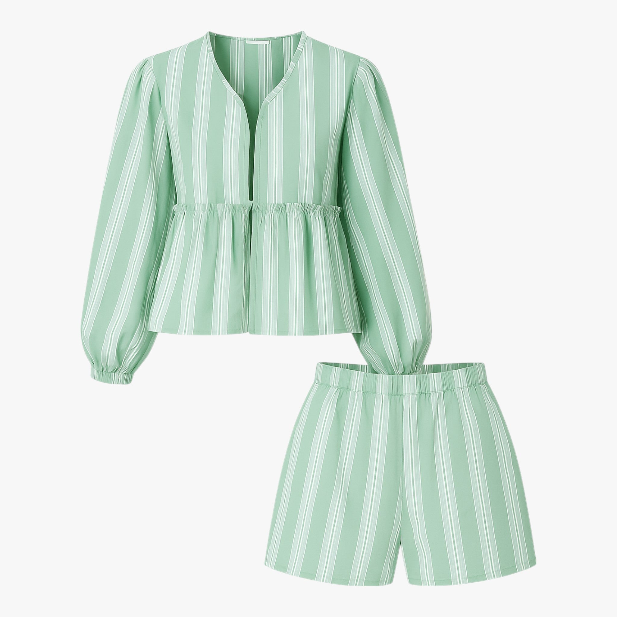 Damen Komplettes Sommer Outfit mit Streifen 0