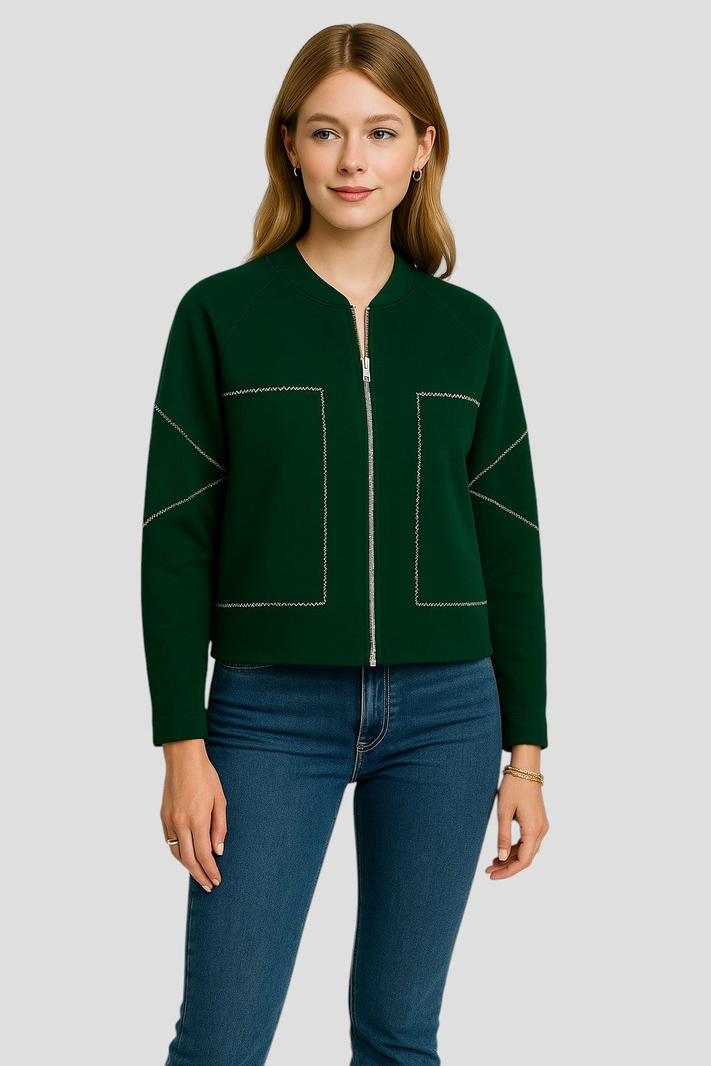 Damen Leichte Stilvolle Jacke mit Reißverschluss 7