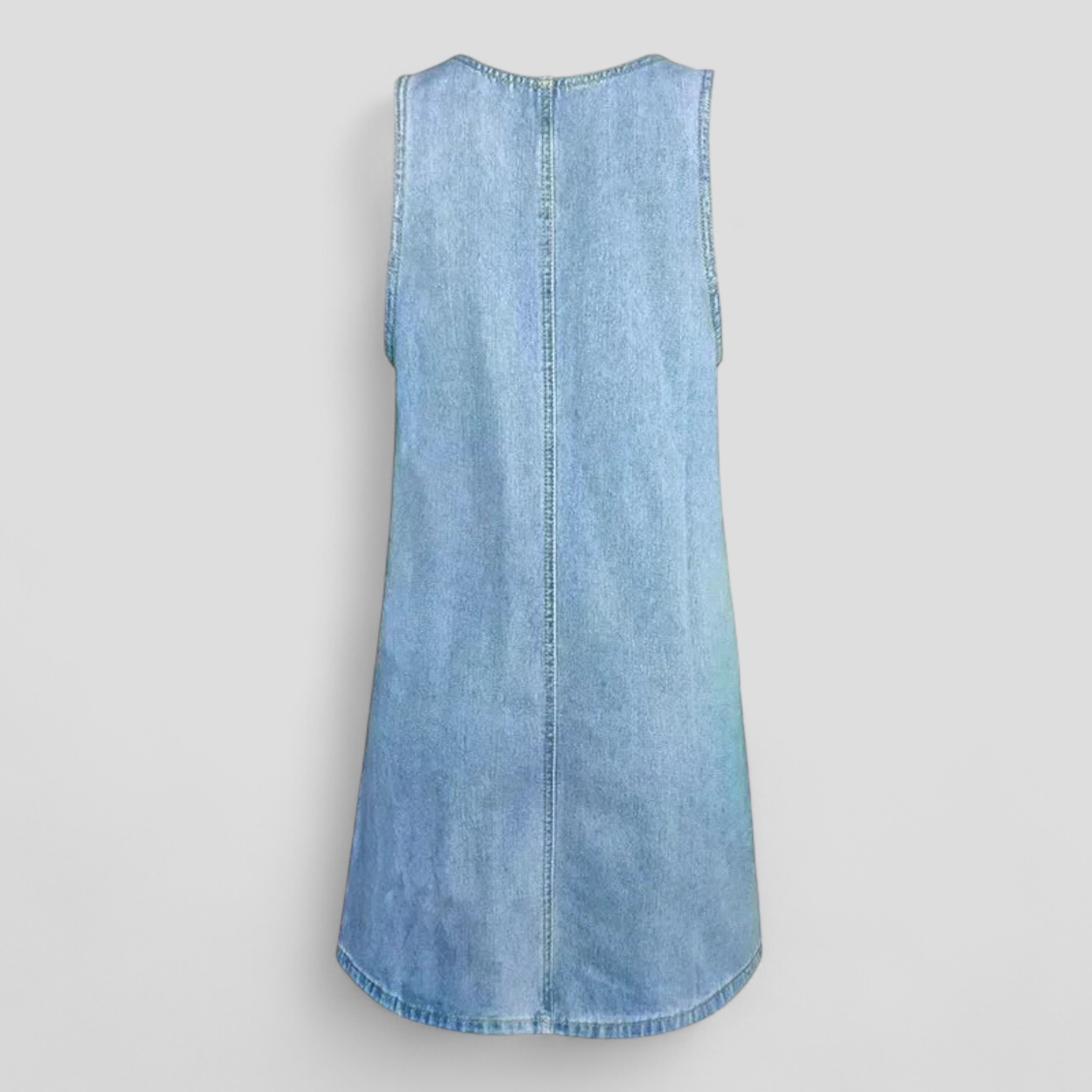 Damen Leichtes Denim Sommerkleid mit Taschen 1