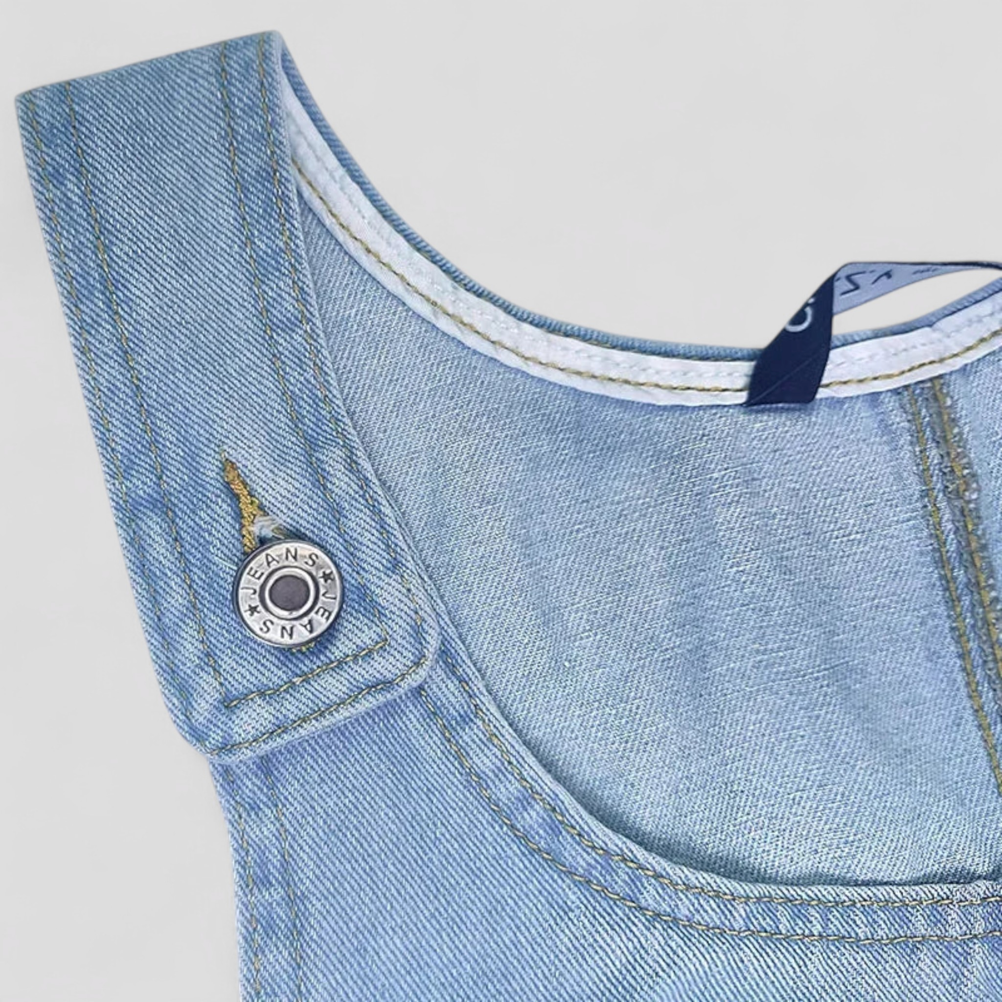 Damen Leichtes Denim Sommerkleid mit Taschen 3