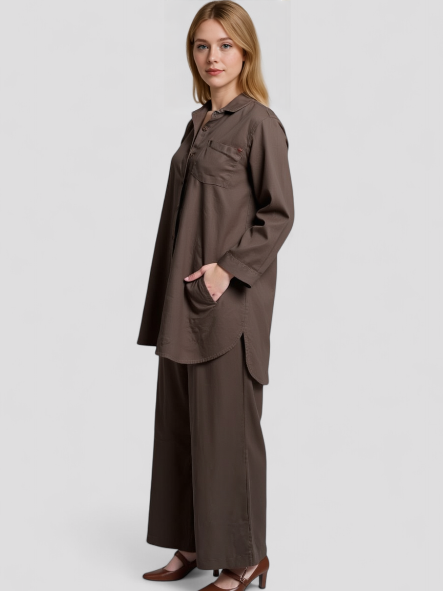Damen Leinen Set – Elegante Bluse und Hosen 1