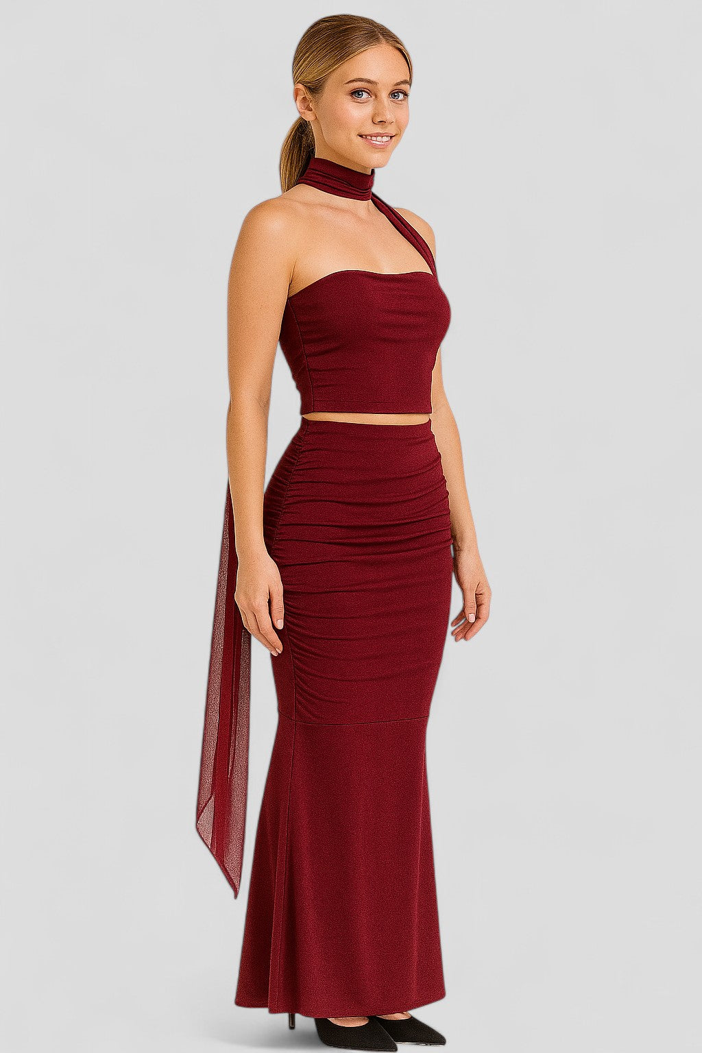 Elegantes Damen Set mit Top und Langer Gonna 3