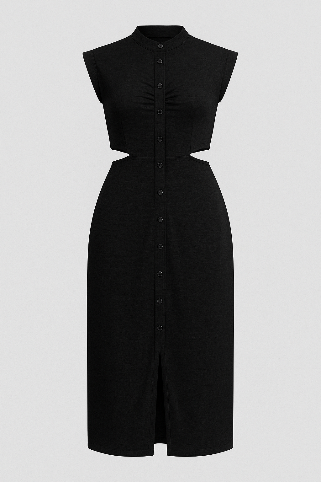 Elegantes Damenkleid mit Kapuze und Schlitz 1