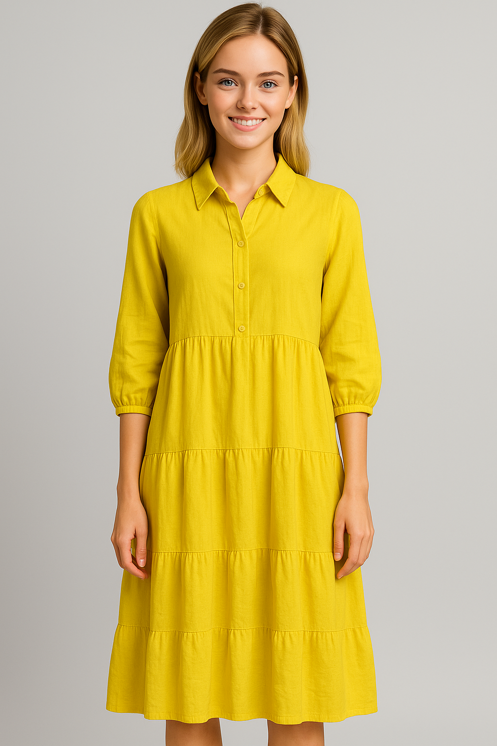Elegantes Maxikleid Damen Mit Reverskragen 8