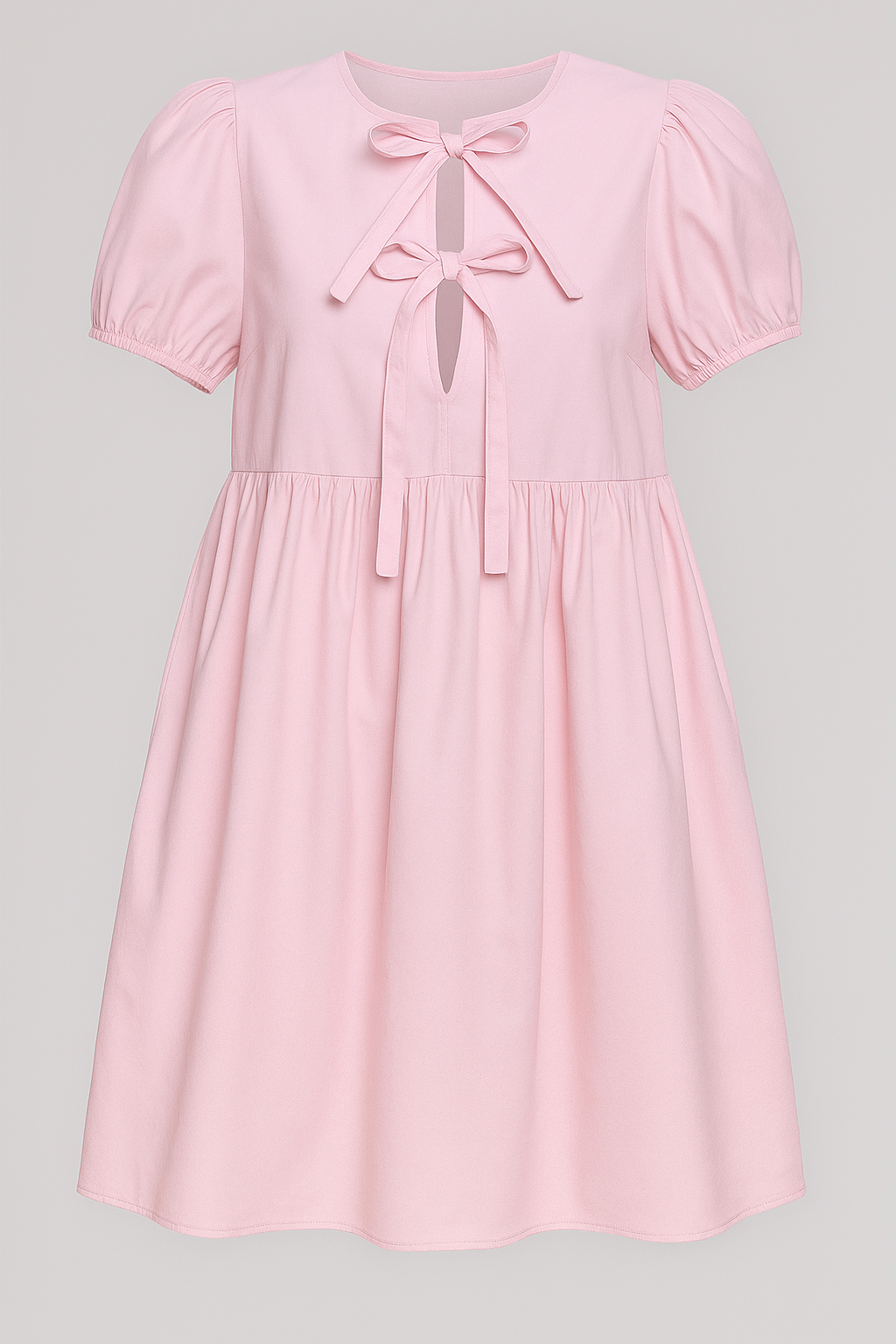 Festliches Damenkleid mit Puffärmeln und Schleife 1