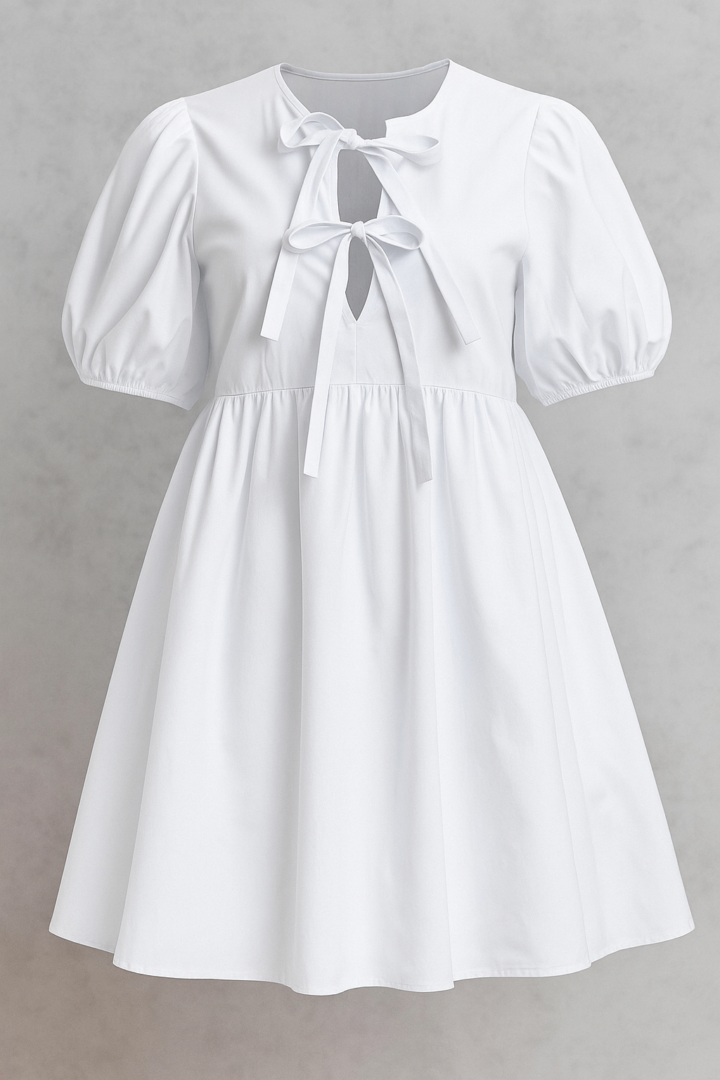 Festliches Damenkleid mit Puffärmeln und Schleife 2