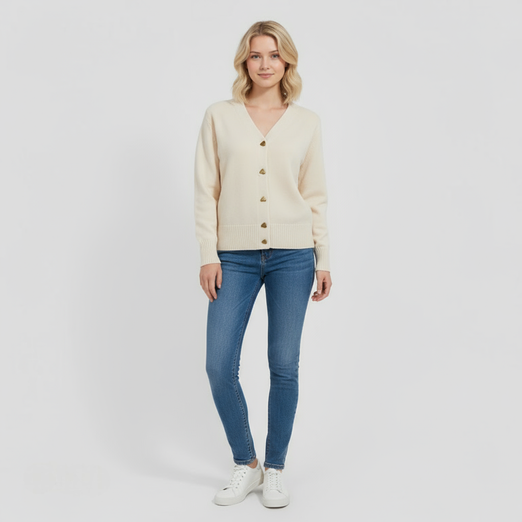 Doretta | Warme Pullover Damen aus Reiner Wolle mit Knöpfen