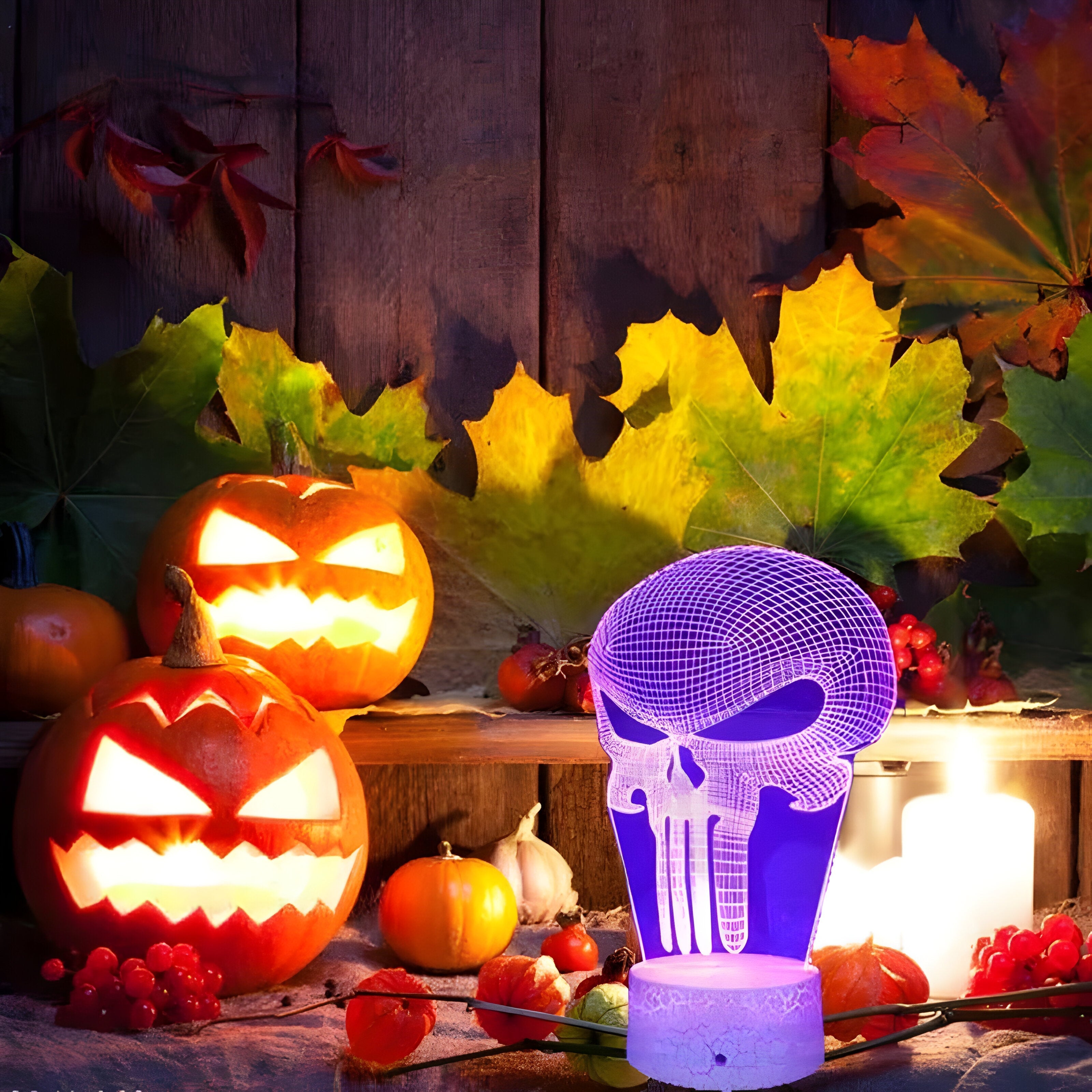 3D-Illusionslampe Punisher - Perfektes Geschenk für Halloween und mehr - - Dane | 3D-Illusionslampe Punisher - Perfektes Geschenk für Halloween und mehr - €25 - Concept Düsseldorf