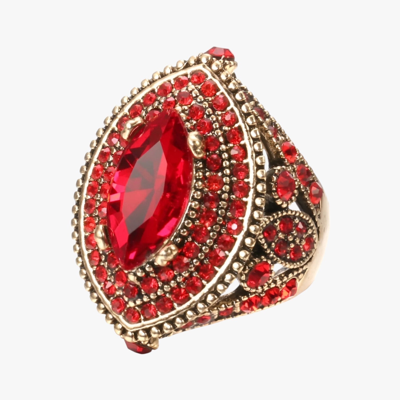Lia | Boho Vintage Ring mit schwarzem Kristall