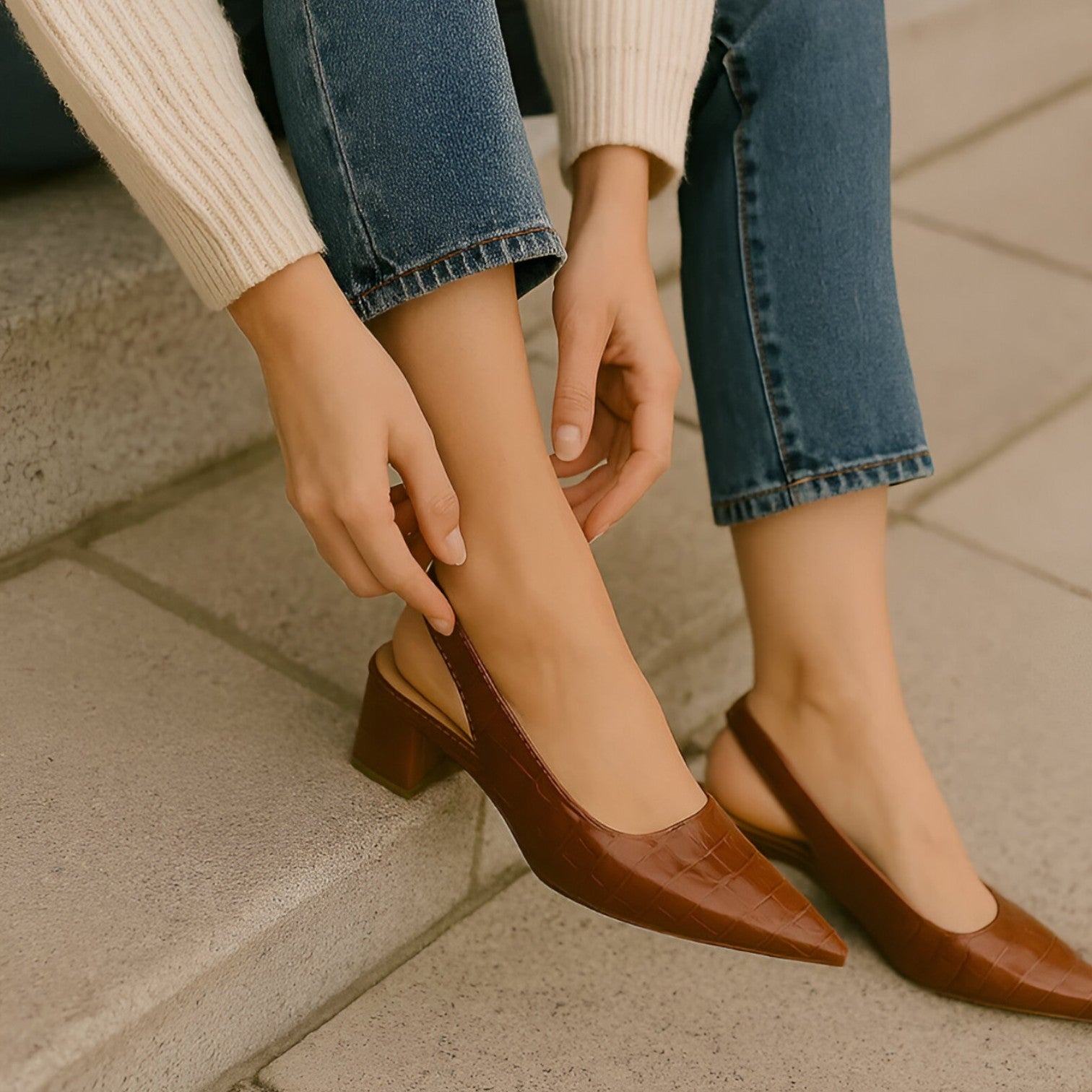 Amara | Croco-Stil Heels - Selbstbewusstes Gehen