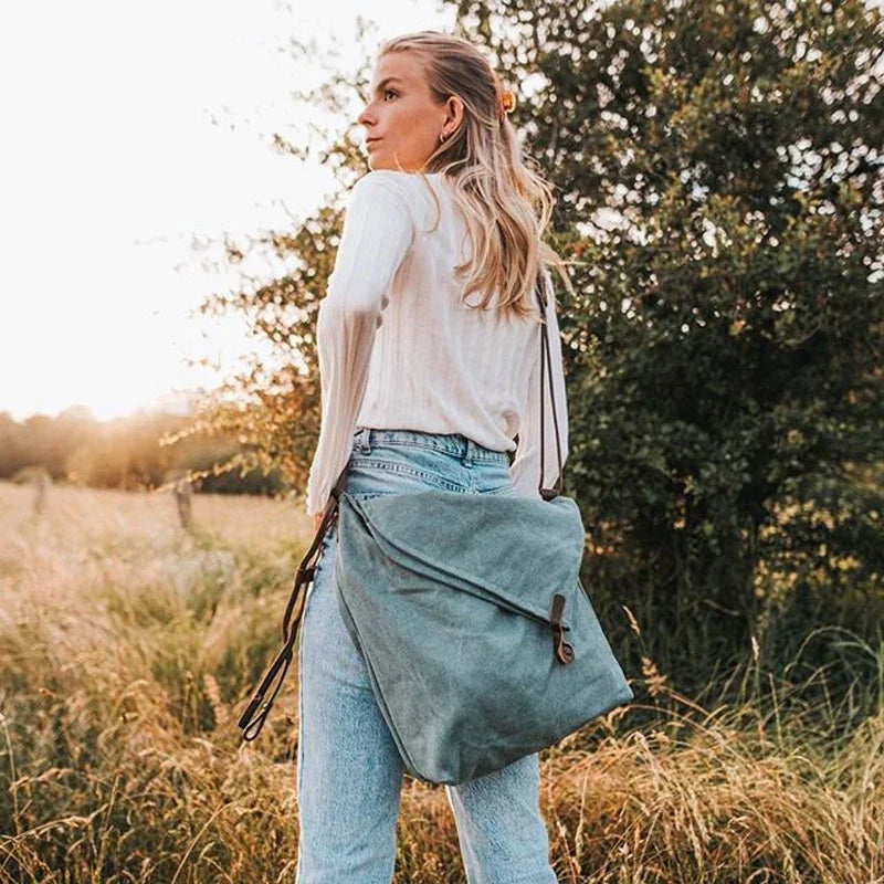 Rostro – Stilvolle Canvas-Umhängetasche mit Lederriemen 0