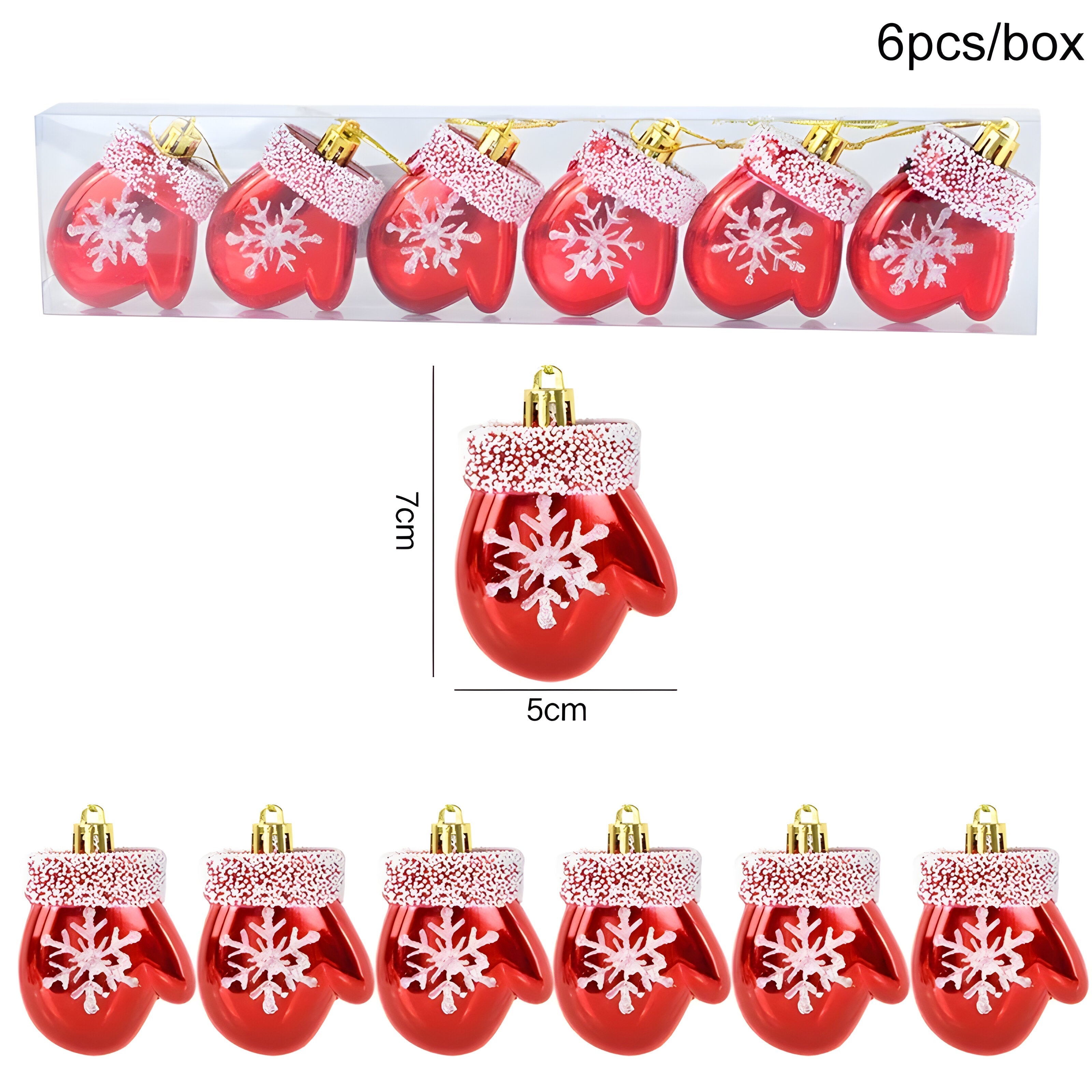 sternenklar | Set mit 6 Christbaumschmuck – festliche rote Süßigkeiten- und Schneeflocken-Dekoration - Set8 - sternenklar | Set mit 6 Christbaumschmuck – festliche rote Süßigkeiten- und Schneeflocken-Dekoration - €25 - Concept Düsseldorf