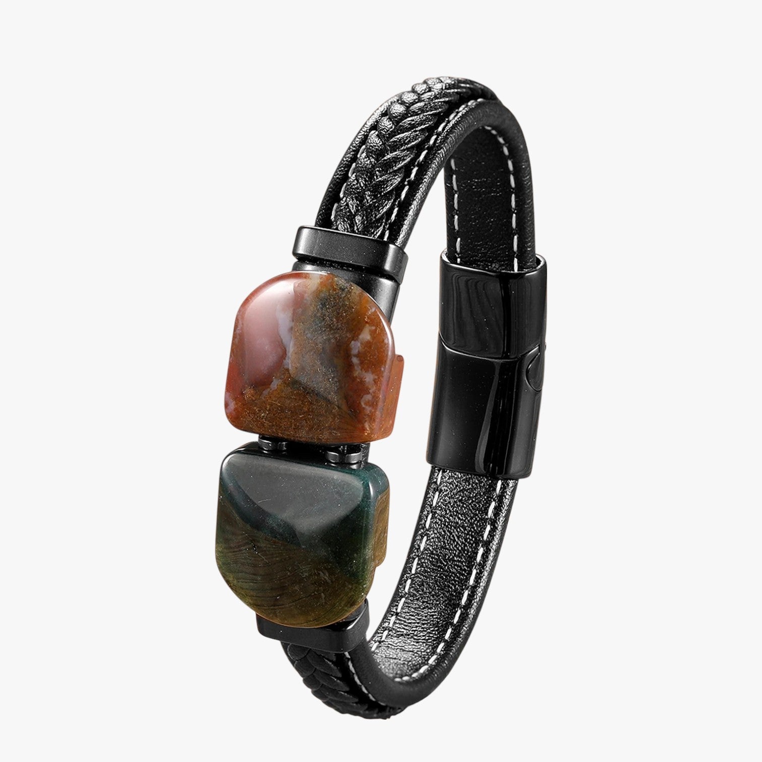 Charlie | Herrenarmband aus Naturstein und Leder Geschenk Elegant 2025