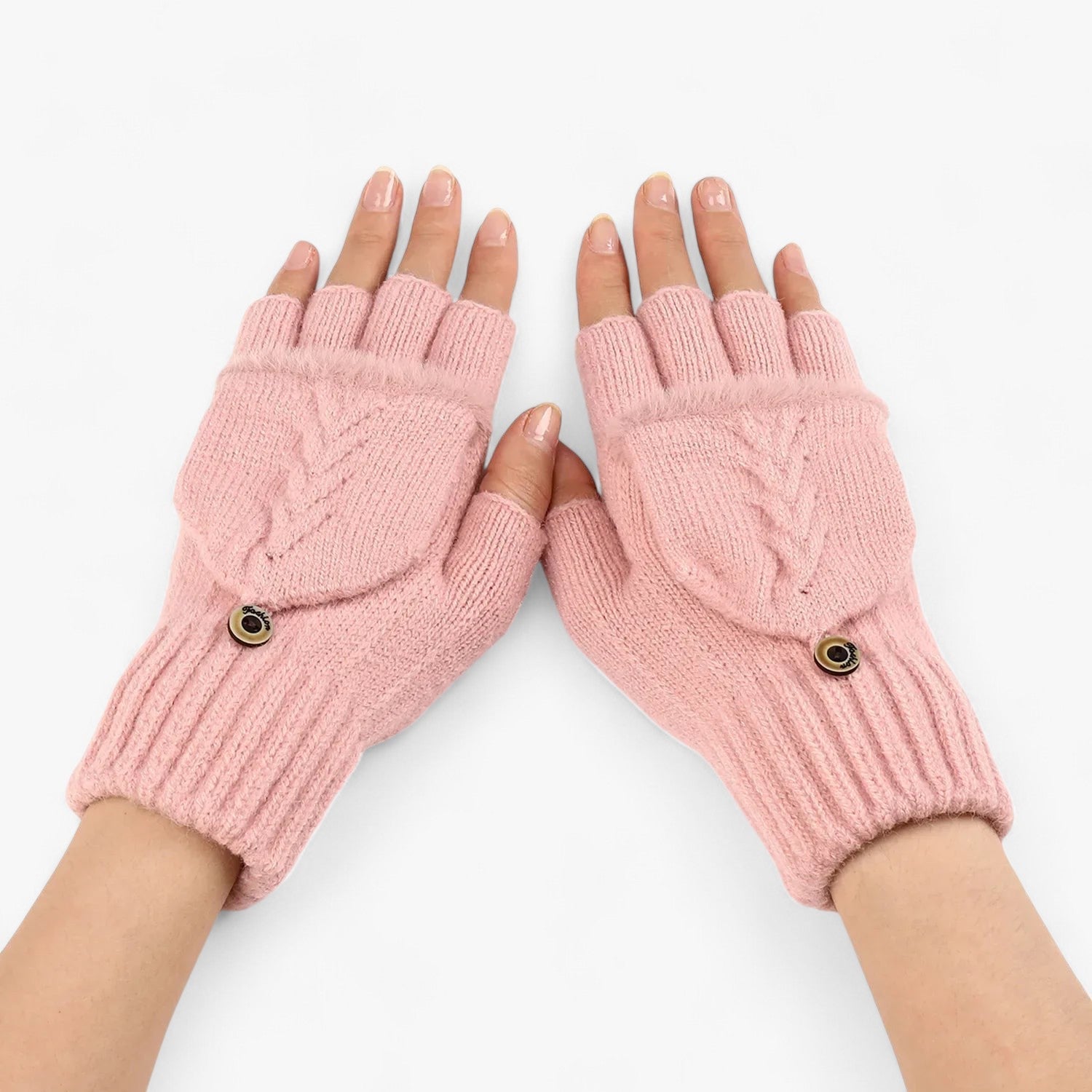 Dicke umgeschlagene gestrickte Handschuhe für Damen - für kaltes Wetter - Rosa Eine Größe - Dicke umgeschlagene gestrickte Handschuhe für Damen - für kaltes Wetter - €25 - Concept Neurenberg