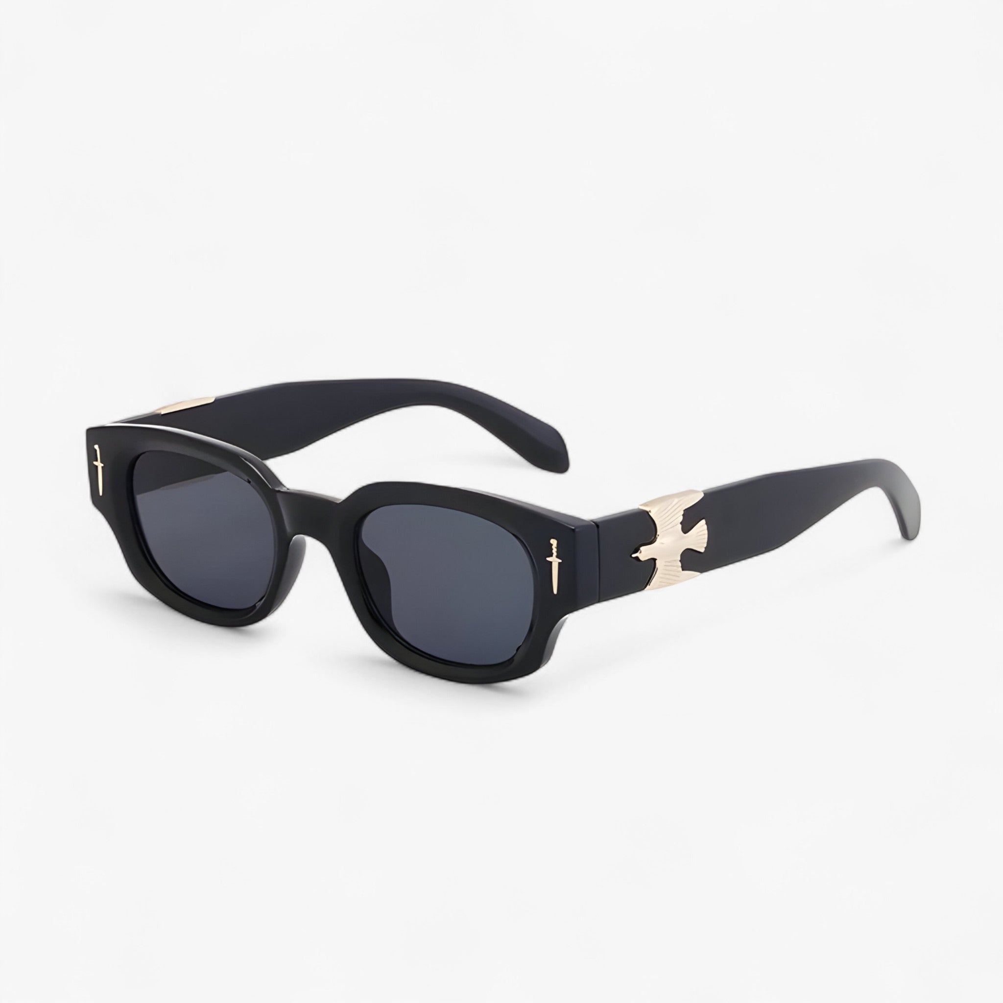 Arvid | Vintage rechteckige Sonnenbrille mit fliegendem Adler