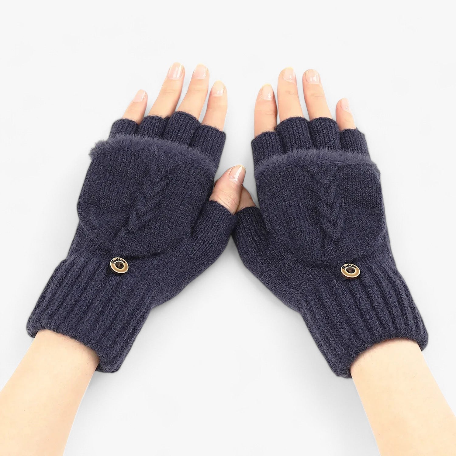 Dicke umgeschlagene gestrickte Handschuhe für Damen - für kaltes Wetter - Marineblau Eine Größe - Dicke umgeschlagene gestrickte Handschuhe für Damen - für kaltes Wetter - €25 - Concept Neurenberg